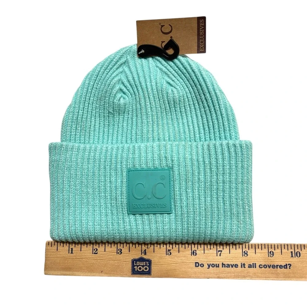 Lot‎ (3) CC Beanies Knit Hats Black Mint Tan Ski Snow Winter Chunky